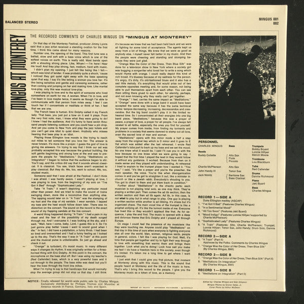 Charles Mingus ~ Mingus At Monterey (Vinyl) - Djungel & Jazz