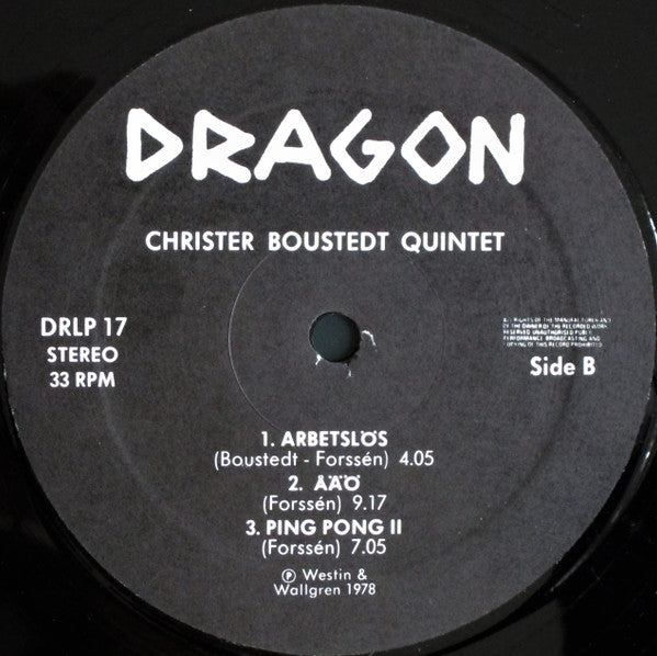 Christer Boustedt Quintet ~ Christer Boustedt Quintet (Vinyl) - Djungel & Jazz