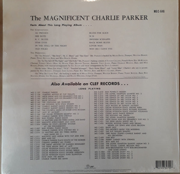 Charlie Parker : The Magnificent Charlie Parker (LP, Comp, Mono, RE)