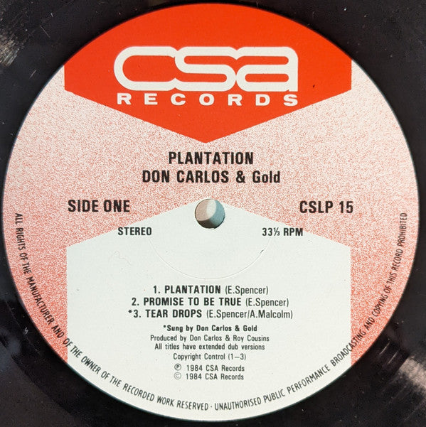 Don Carlos (2) And Gold (2) : Plantation (LP, Album)
