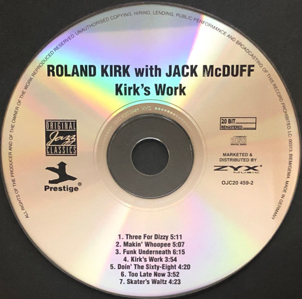 Roland Kirk With Jack McDuff ~ Kirk&#039;s Work (Vinyl) - Djungel & Jazz