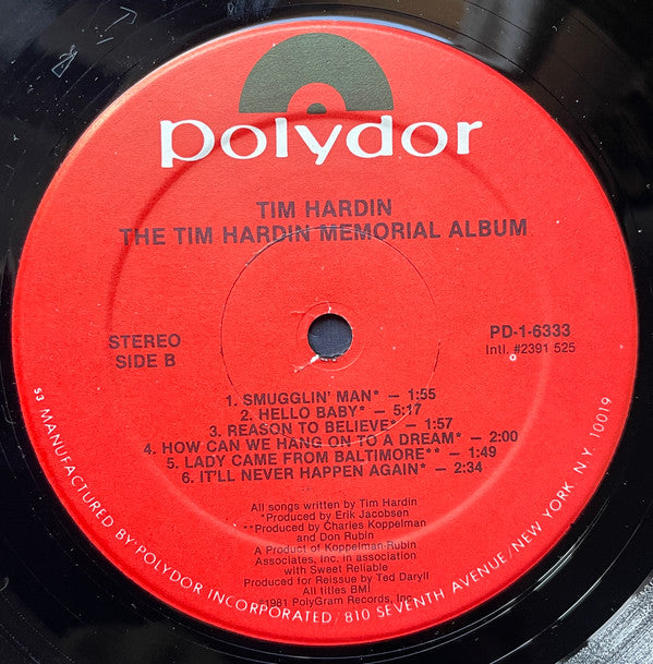 Tim Hardin ~ The Tim Hardin Memorial Album (Vinyl) - Djungel & Jazz