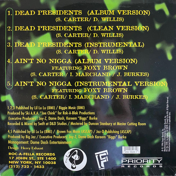 Jaÿ-Z ~ Dead President$ / Ain&#039;t No Nigga (Vinyl) - Djungel & Jazz