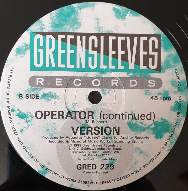 J.C. Lodge* : Operator (12")