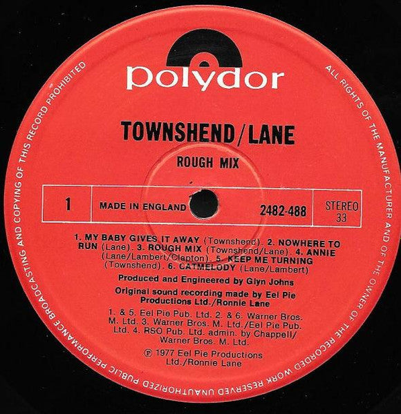 Pete Townshend • Ronnie Lane ~ Rough Mix (Vinyl) - Djungel & Jazz