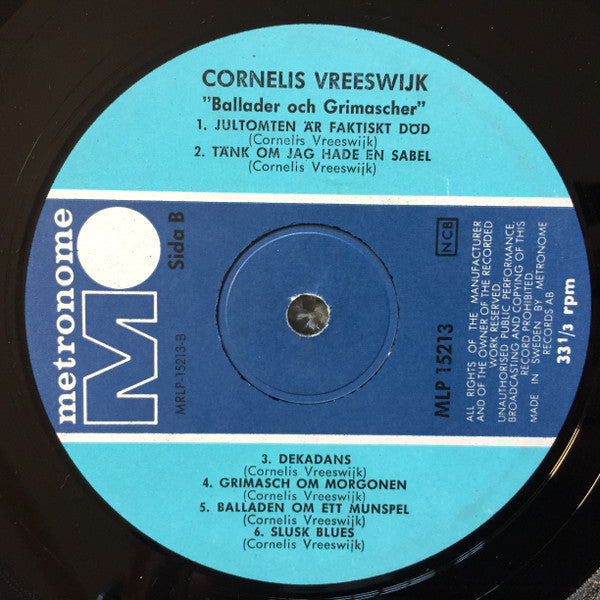 Cornelis Vreeswijk ~ Ballader Och Grimascher (Vinyl) - Djungel & Jazz
