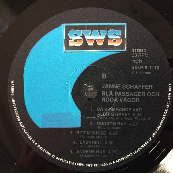 Jan Schaffer ~ Blå Passager Och Röda Vågor (Vinyl) - Djungel & Jazz