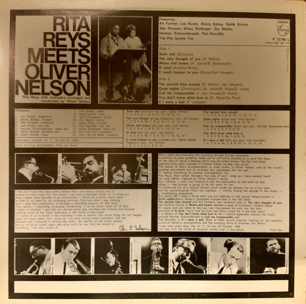 Rita Reys Meets Oliver Nelson ~ Rita Reys Meets Oliver Nelson (Vinyl) - Djungel & Jazz