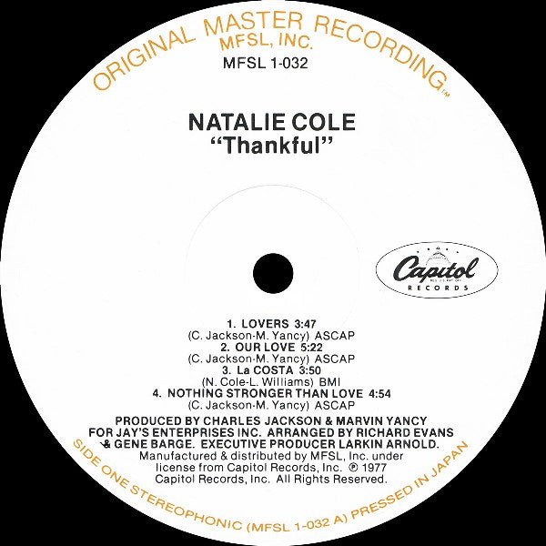 Natalie Cole : Thankful (LP, Album, Ltd, RE, RM)