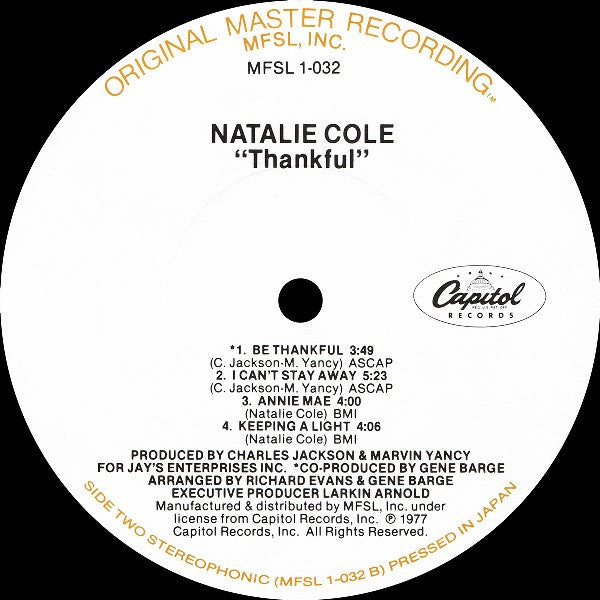 Natalie Cole ~ Thankful (Vinyl) - Djungel & Jazz