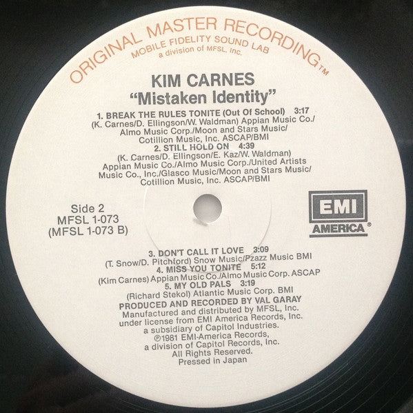 Kim Carnes ~ Mistaken Identity (Vinyl) - Djungel & Jazz