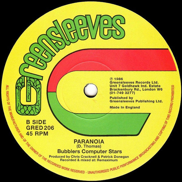King Kong / Bubblers Computer Stars : Paro Them Paro / Paranoia (12", RP)