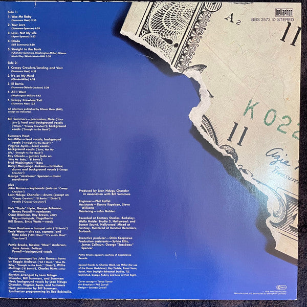 Bill Summers & Summers Heat : Straight To The Bank (LP, Album)