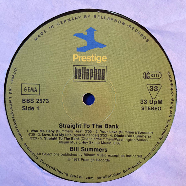 Bill Summers & Summers Heat : Straight To The Bank (LP, Album)