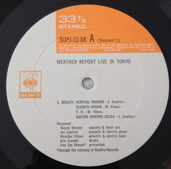 Weather Report ~ Weather Report Live In Tokyo (Vinyl) - Djungel & Jazz