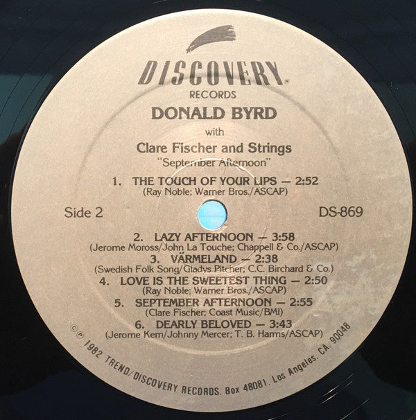 Donald Byrd With Clare Fischer : September Afternoon (LP, Album)