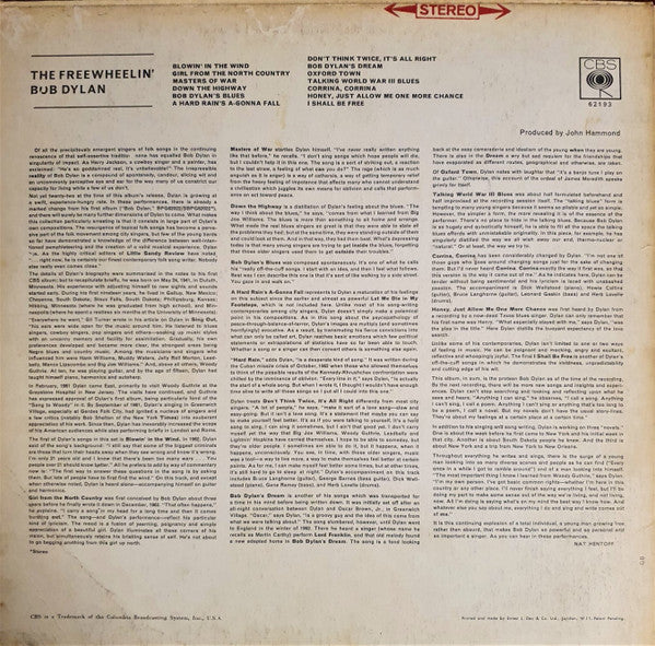 Bob Dylan : The Freewheelin' Bob Dylan (LP, Album, RP)