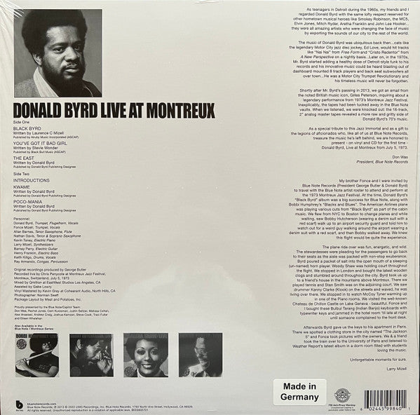 Donald Byrd ~ Cookin' With Blue Note At Montreux (Vinyl) - Djungel & Jazz