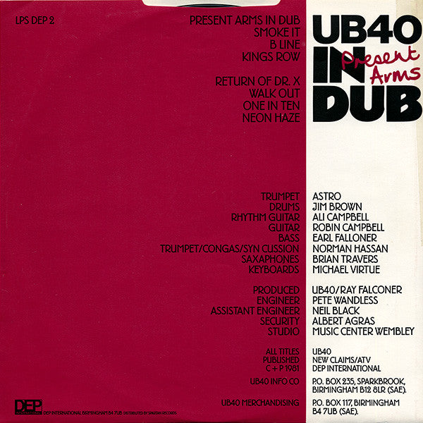 UB40 : Present Arms In Dub (LP, Album, Bla)