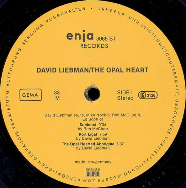 Dave Liebman Quartet Feat. Mike Nock ~ The Opal Heart (Vinyl) - Djungel & Jazz