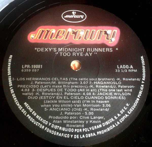 Kevin Rowland & Dexys Midnight Runners : Too-Rye-Ay (LP, Album)