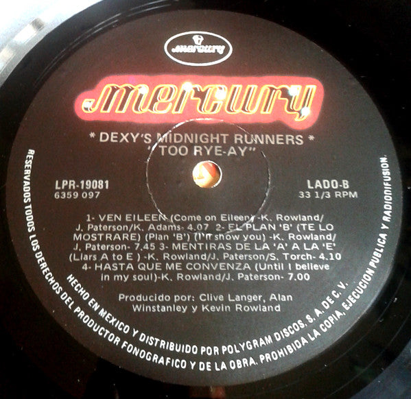 Kevin Rowland & Dexys Midnight Runners : Too-Rye-Ay (LP, Album)