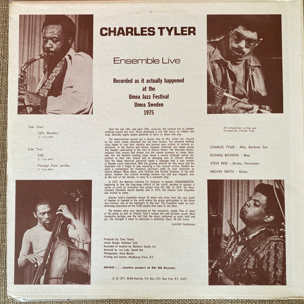 Charles Tyler ~ Live In Europe: Jazz Festival Umea (Vinyl) - Djungel & Jazz