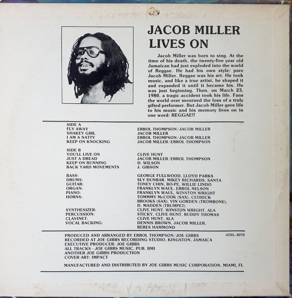 Jacob Miller : Jacob Miller Lives On (LP, Album)