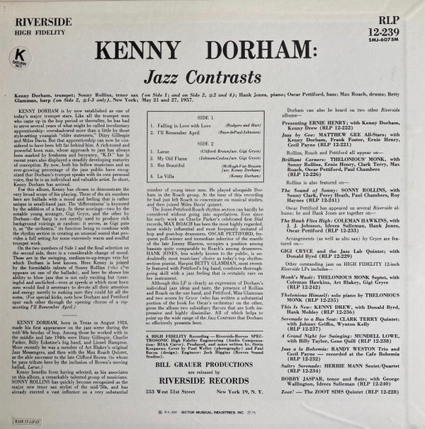 Kenny Dorham With Sonny Rollins ~ Jazz Contrasts (Vinyl) - Djungel & Jazz