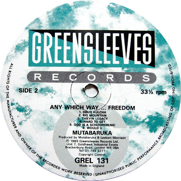 Mutabaruka : Any Which Way Freedom (LP, Album)