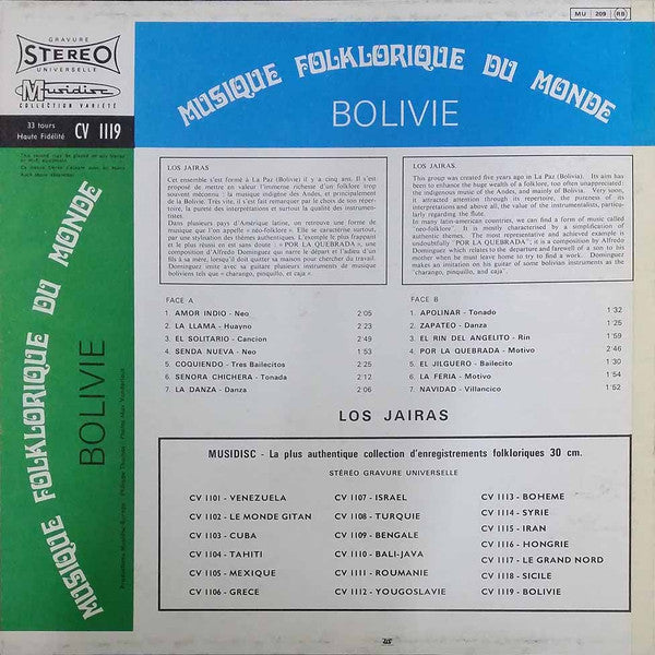 Los Jairas - Alfredo Dominguez : Bolivie (LP, Album, RE)