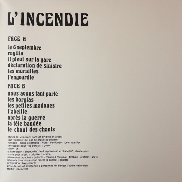 Areski - Brigitte Fontaine ~ L'Incendie (Vinyl) - Djungel & Jazz