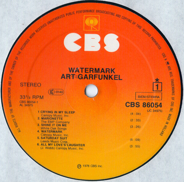 Art Garfunkel : Watermark (LP, Album)