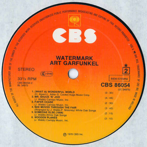 Art Garfunkel : Watermark (LP, Album)