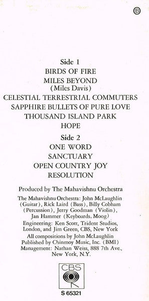 Mahavishnu Orchestra ~ Birds Of Fire (Vinyl) - Djungel & Jazz