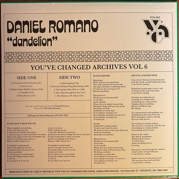 Daniel Romano ~ Dandelion (Vinyl) - Djungel & Jazz