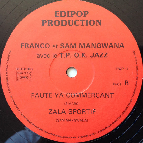 Franco Et Sam Mangwana Avec Orchestre T.P.O.K. Jazz ~ Franco Et Sam Mangwana Avec Le T.P. O.K. Jazz (Vinyl) - Djungel & Jazz