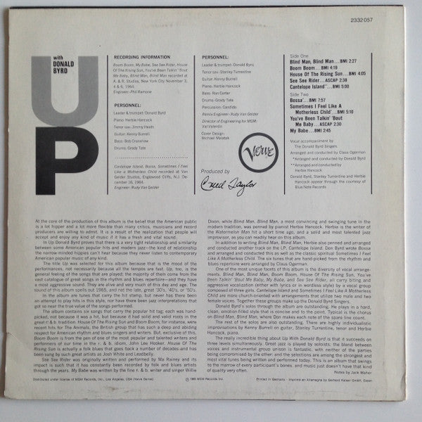 Donald Byrd ~ Up With Donald Byrd (Vinyl) - Djungel & Jazz
