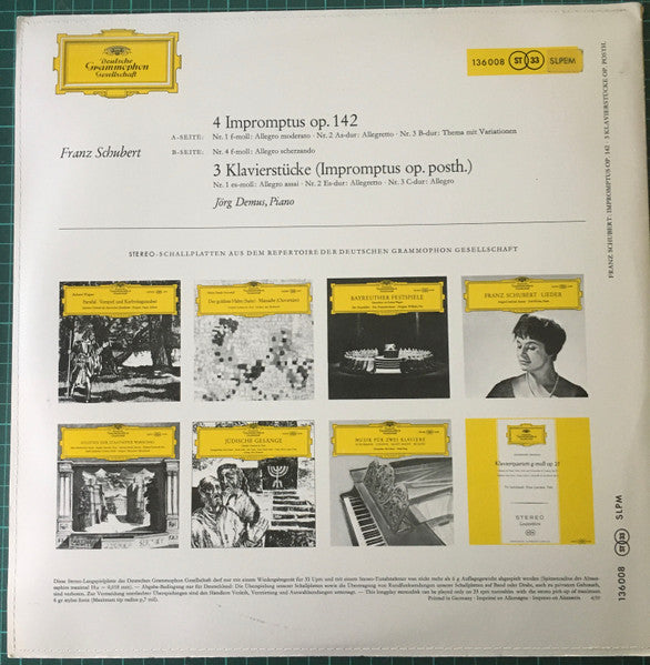 Franz Schubert - Jörg Demus ~ Impromptus Op.142 / 3 Klavierstücke Op. Posth. (Vinyl) - Djungel & Jazz