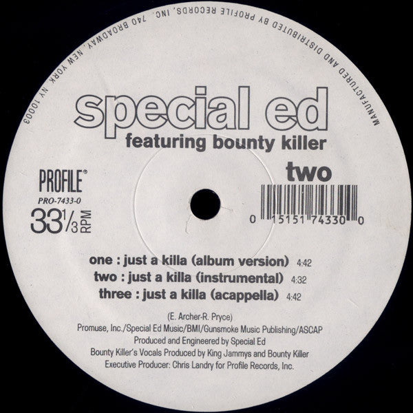 Special Ed : Neva Go Back / Just A Killa (12")