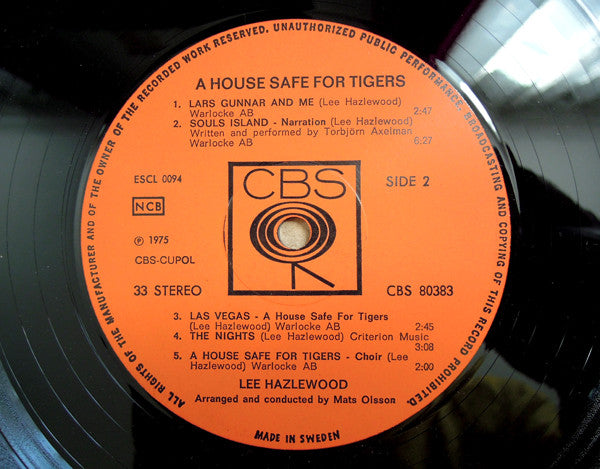 Lee Hazlewood ~ A House Safe For Tigers (Vinyl) - Djungel & Jazz