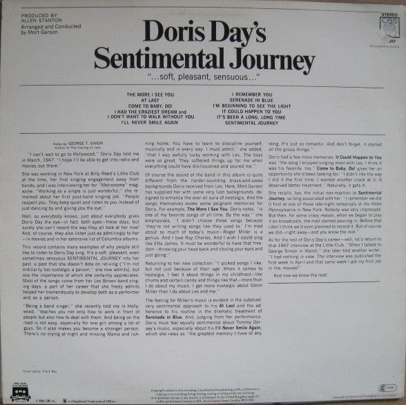 Doris Day ~ Doris Day's Sentimental Journey (Vinyl) - Djungel & Jazz