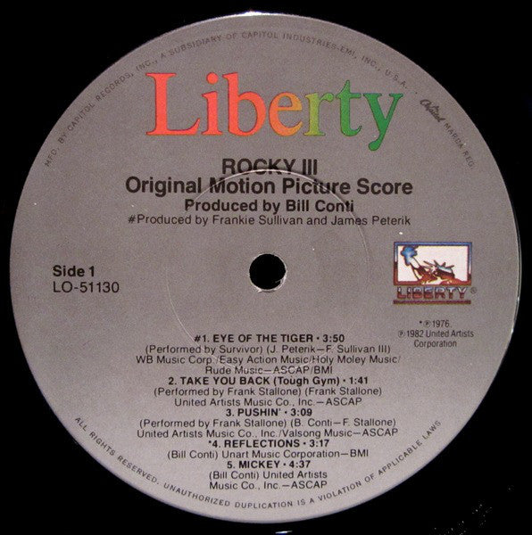 Bill Conti : Rocky III - Original Motion Picture Score (LP, Album, Win)
