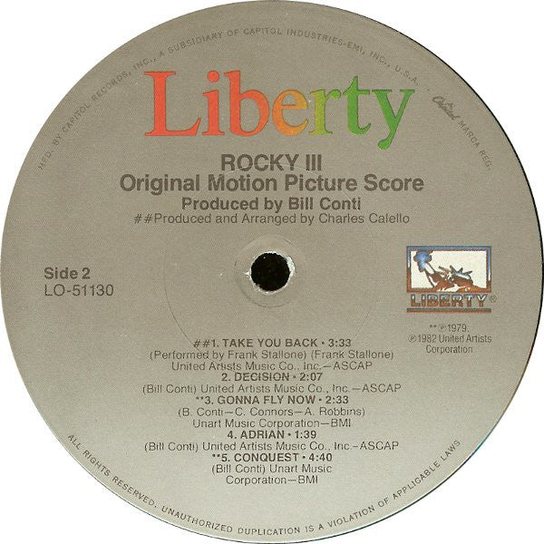 Bill Conti : Rocky III - Original Motion Picture Score (LP, Album, Win)