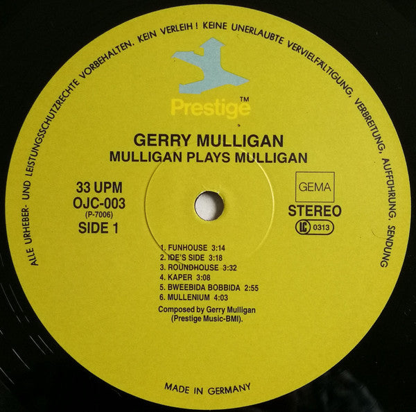 Gerry Mulligan ~ Mulligan Plays Mulligan (Vinyl) - Djungel & Jazz