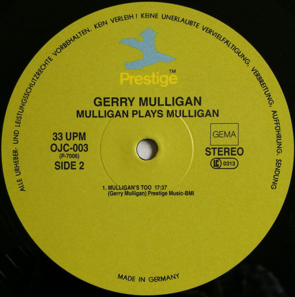 Gerry Mulligan ~ Mulligan Plays Mulligan (Vinyl) - Djungel & Jazz