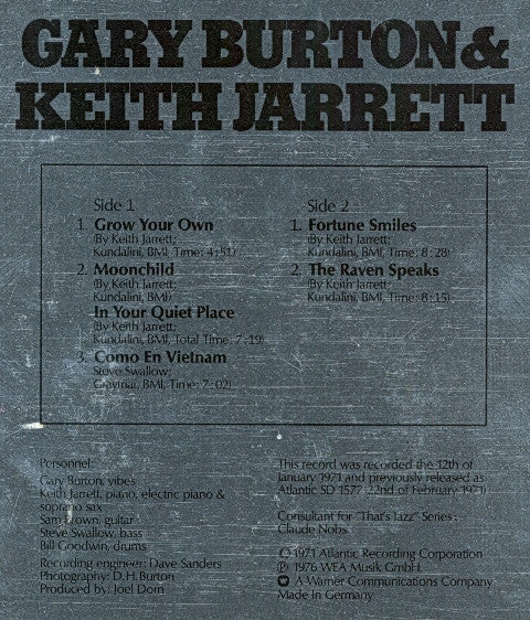 Gary Burton & Keith Jarrett ~ Gary Burton & Keith Jarrett (Vinyl) - Djungel & Jazz