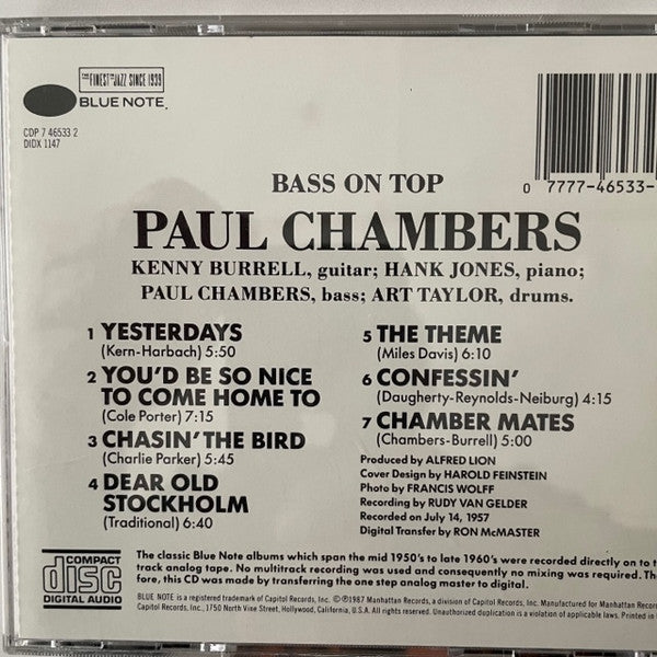 Paul Chambers Quartet ~ Bass On Top (Vinyl) - Djungel & Jazz