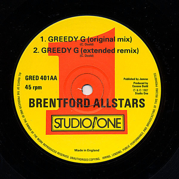 T-Ski Valley / Brentford All Stars : The Jam Is On / Greedy G (12")