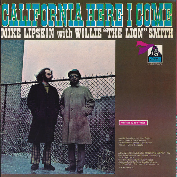 Mike Lipskin With Willie "The Lion" Smith ~ California Here I Come (Vinyl) - Djungel & Jazz